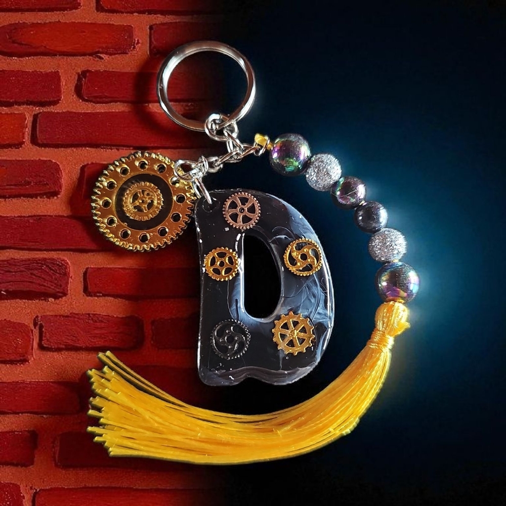 Black and Gold Keychain with Tassel